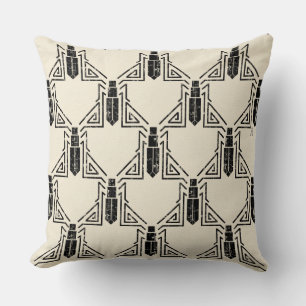 Almofada Art Deco Beetle Patterle - Preto em Creme
