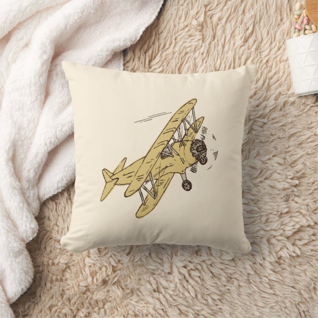 Almofada Art Deco Bi-planes - amarelo sem texto. (Cobertor)