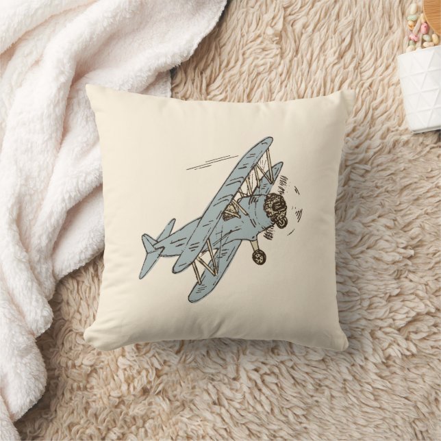 Almofada Art Deco Bi-planes - amarelo sem texto. (Cobertor)