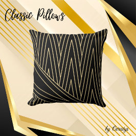 Almofada Art Deco Black and Dourado Travesseiro decorativo