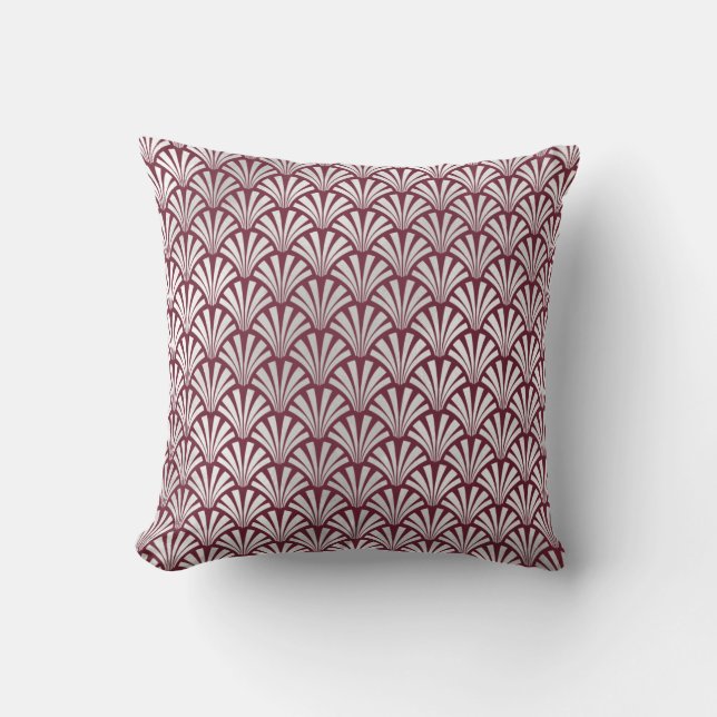 Almofada Art Deco Burgundy Silver Cinzas Scales Seasheles (Frente)