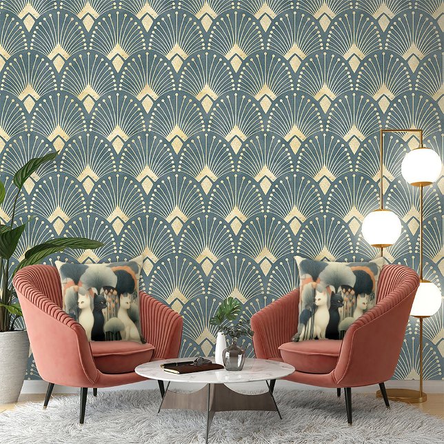 Almofada Art Deco Cats in Trees (Criador carregado)