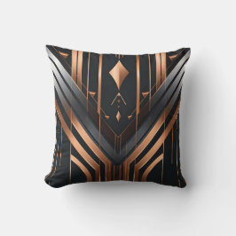 Almofada Art Deco Copper & Silver Geometric Design