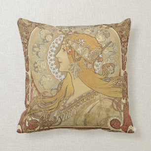 Almofada Art deco de Alphonse Mucha
