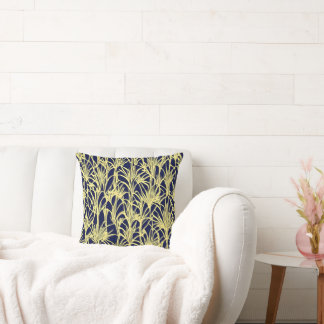 Almofada Art Deco Design com Fronteiras em Azul e Dourado