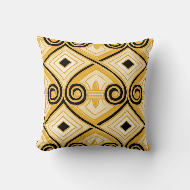 Almofada Art Deco Does Persia (Amarelo e Preto) (Frente)