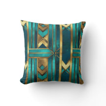 Art Deco Geometric Arrows, Gold and Turquoise