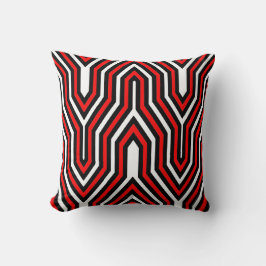 Almofada Art deco geométrico - vermelho, preto e branco