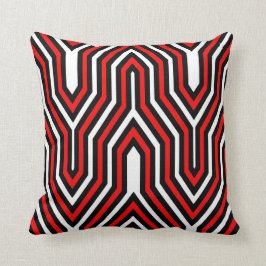 Almofada Art deco geométrico - vermelho, preto e branco