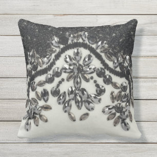 Almofada Art Deco Glamorage Vintage Fashion Black White Fl