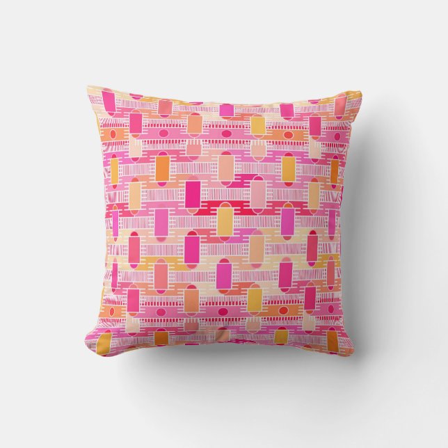 Almofada Art Deco industrial chic - rosa, pêssego, dourado (Frente)