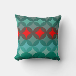 Almofada art deco inspirou o teal e o abstrato vermelho