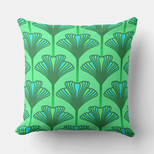 Almofada Art Deco Lily, Jade Green e Turquesa (Frente)