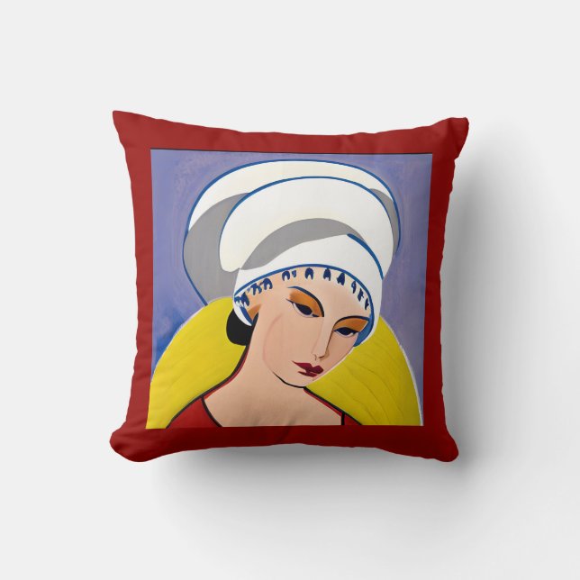 Almofada Art Deco Modern Lady in a Turban (Frente)