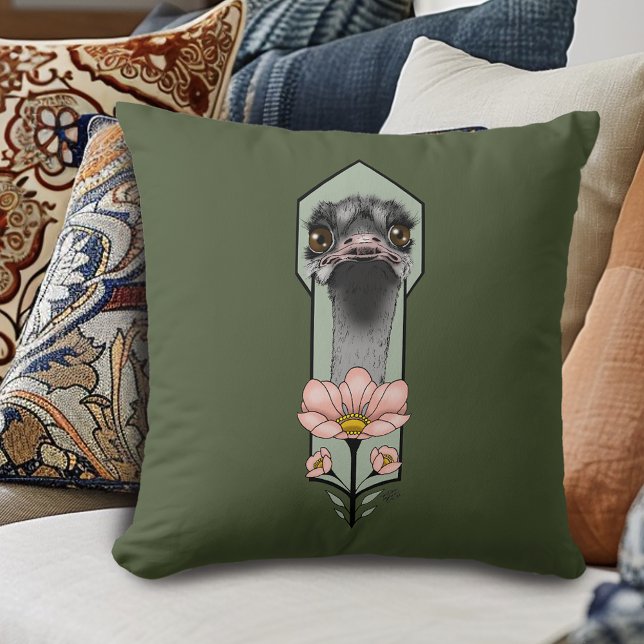 Almofada Art Deco Ostrich Green (Criador carregado)