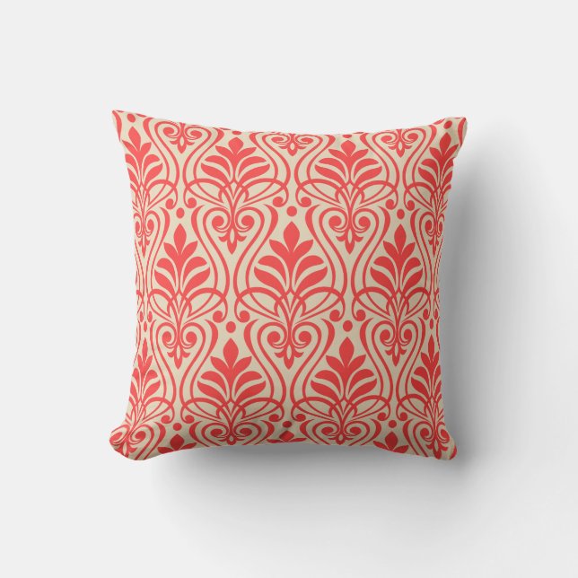 Almofada Art Deco Pattern 01 - Light Red on Off-White (Frente)