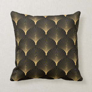 Almofada Art Deco Pattern. Serralheiro preto sem costura e