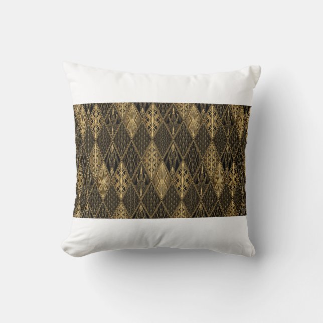 Almofada Art Deco Pattern. Serralheiro preto sem costura e  (Frente)