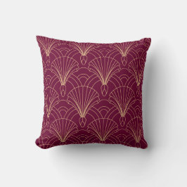 Almofada Art Deco pattern with gold geometric fan motifs 