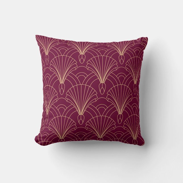 Almofada Art Deco pattern with gold geometric fan motifs  (Frente)