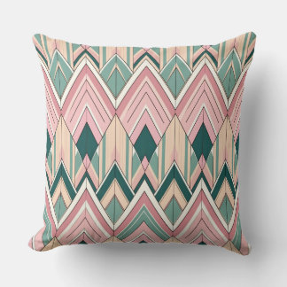 Almofada Art Deco Pink and Green Contemporary Cushion.