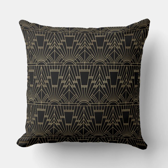 Almofada Art Deco Preto Dourado (Frente)