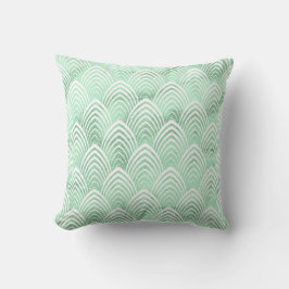 Almofada Art Deco Scales White Mint Green Stone Marble