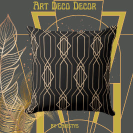 Almofada Art Deco Travesseiro lombar preto e Dourado