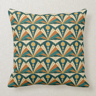 Almofada Art Deco (Verde, enferrujado e ouro)