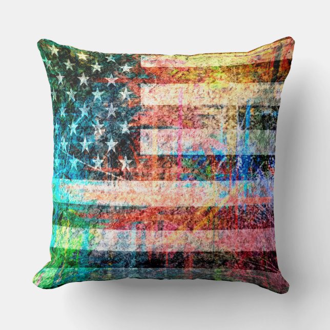 Almofada Art Grunge American Flag #3 (Frente)