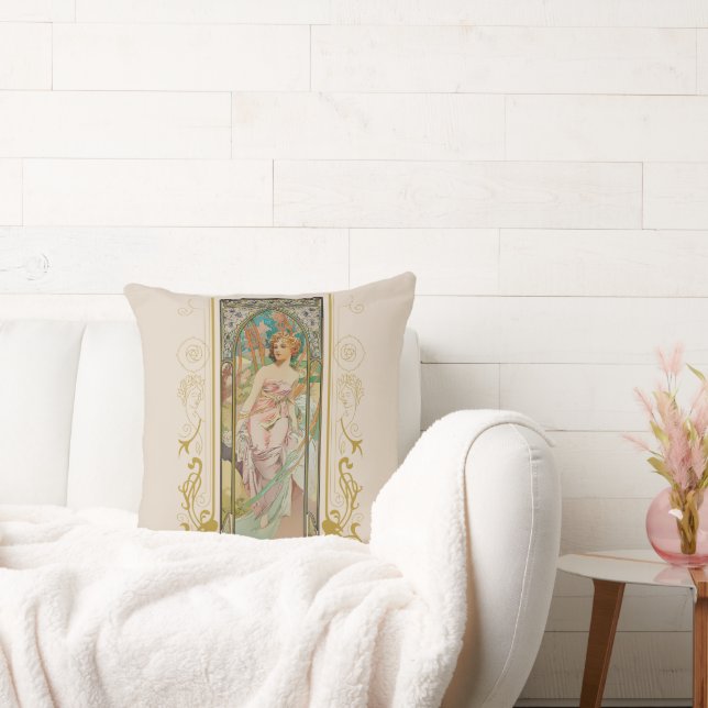 Almofada Art Nouveau Alphonse Mucha - Despertar Manhã (Sofá)