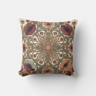 Almofada Art Nouveau Anêmona Floral Circular