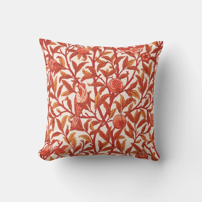 Almofada Art Nouveau Bird & Pomegranate, Mandarin Orange (Frente)