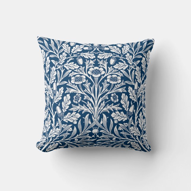 Almofada Art Nouveau Floral Damask, Cobalt Blue e White (Frente)