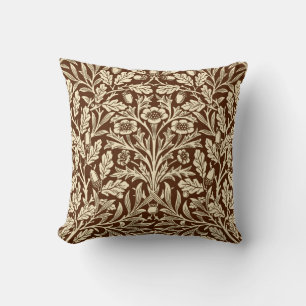 Almofada Art Nouveau Floral Damask, Dark Brown e Beige
