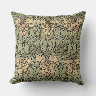 Almofada Art Nouveau Floral Damask Green, Beige Abstrato