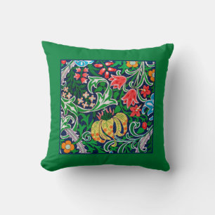 Almofada Art Nouveau Jacobean Floral, Emerald Green