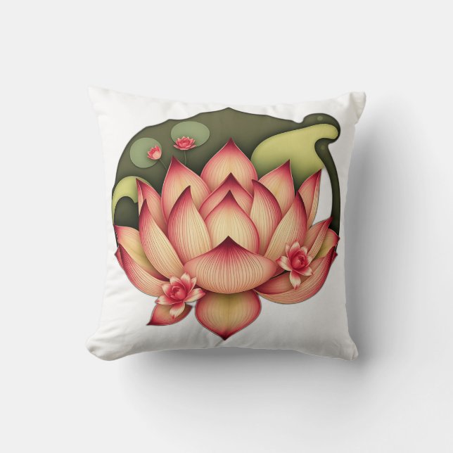 Almofada Art Nouveau Lotus com Lírios de Água (Frente)