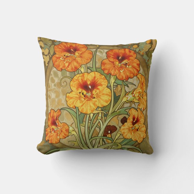 Almofada Art Nouveau Nasturtium Floral Pattern (Frente)