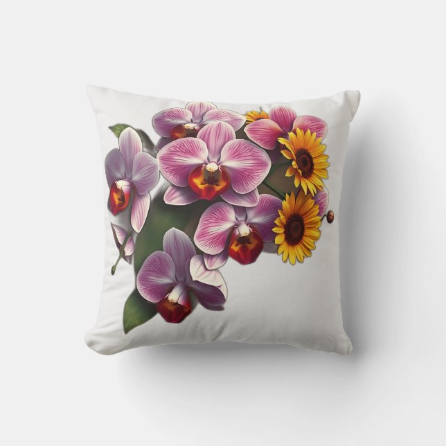 Almofada Art Nouveau Orquídeas com Girassóis (Frente)