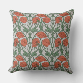 Almofada Art Nouveau Red Poppy Floral Print