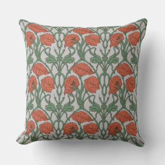 Almofada Art Nouveau Red Poppy Floral Print