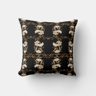 Almofada Art Nouveau Style: Vintage Preto-Dourado.