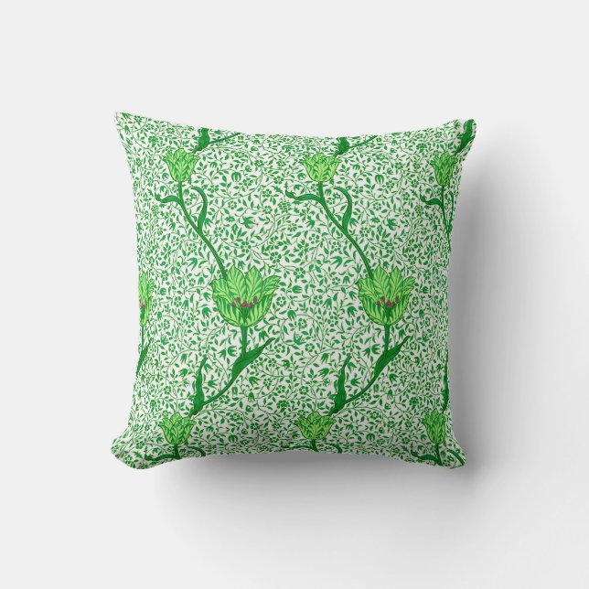Almofada Art Nouveau Tulip Damask, Emerald Green (Frente)