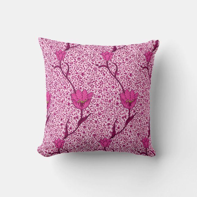 Almofada Art Nouveau Tulip Damask, Wine & Fuchsia Pink Pink (Frente)