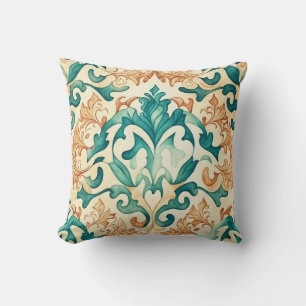 Almofada Art Nouveau Watercolor Verde e Laranja