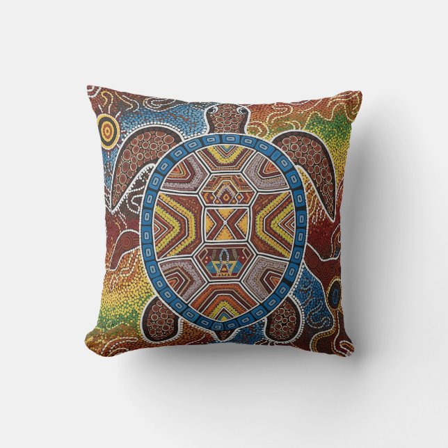 ALMOFADA ARTE ABORIGINAL DA TARTARUGA (Frente)