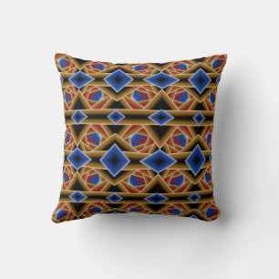 Almofada Arte Abstrata Abismo Ombre Preto Azul Dourado Verm