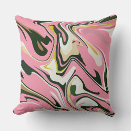 Almofada Arte abstrata com redemoinhos em rosa, branco e pr