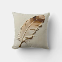 Almofada Arte Abstrata de Pena 3D Minimalista em Bege para 